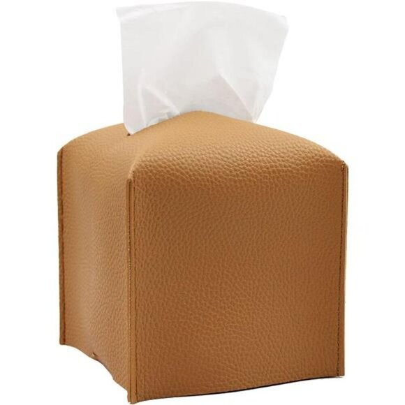 Tissue Paper Holder Organizer Dispenser Storage Square Decorative PU Leather - Picture 1 of 7